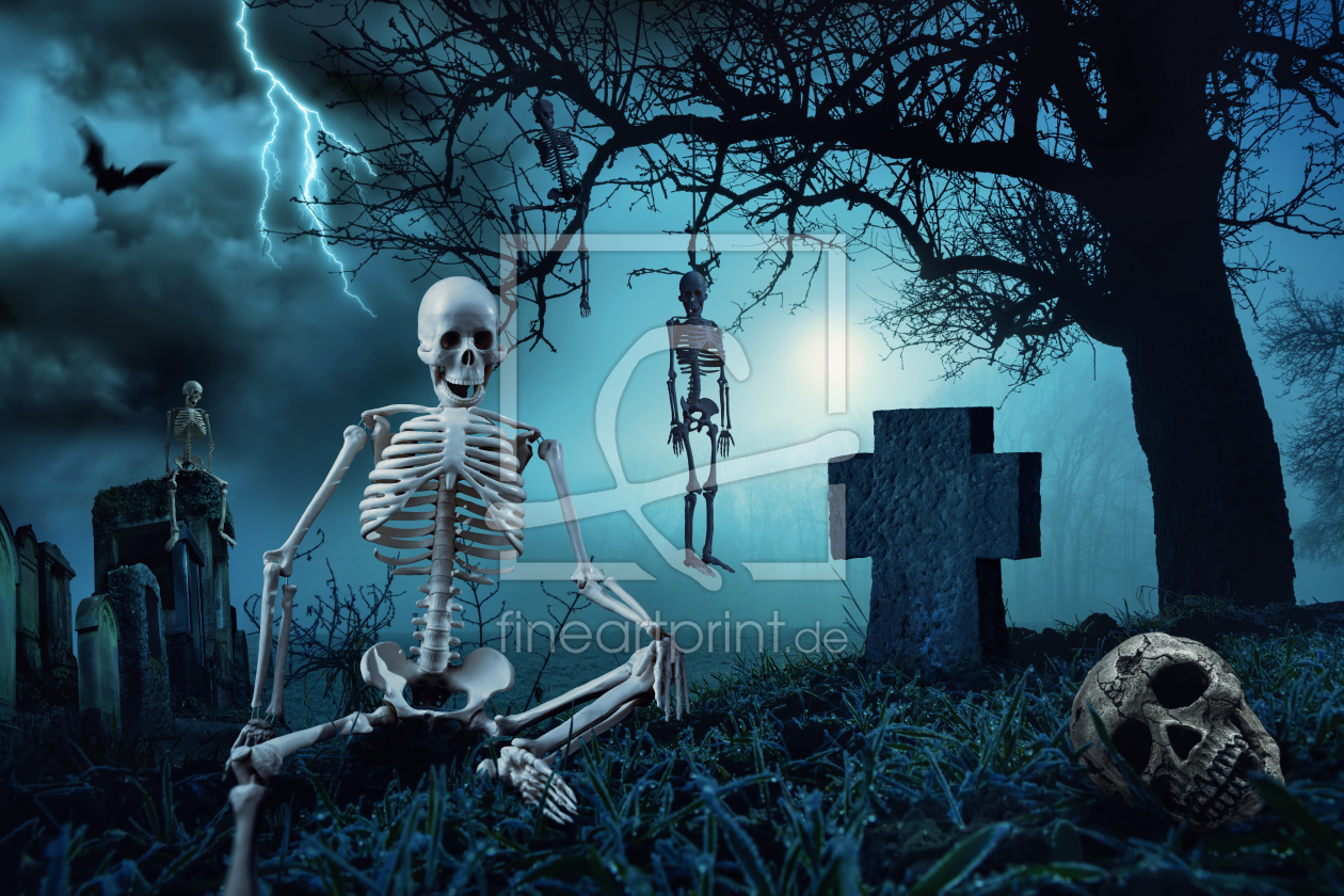 Bild-Nr.: 12128812 Nächtliche Halloween Szene mit Skeletten erstellt von Smileus