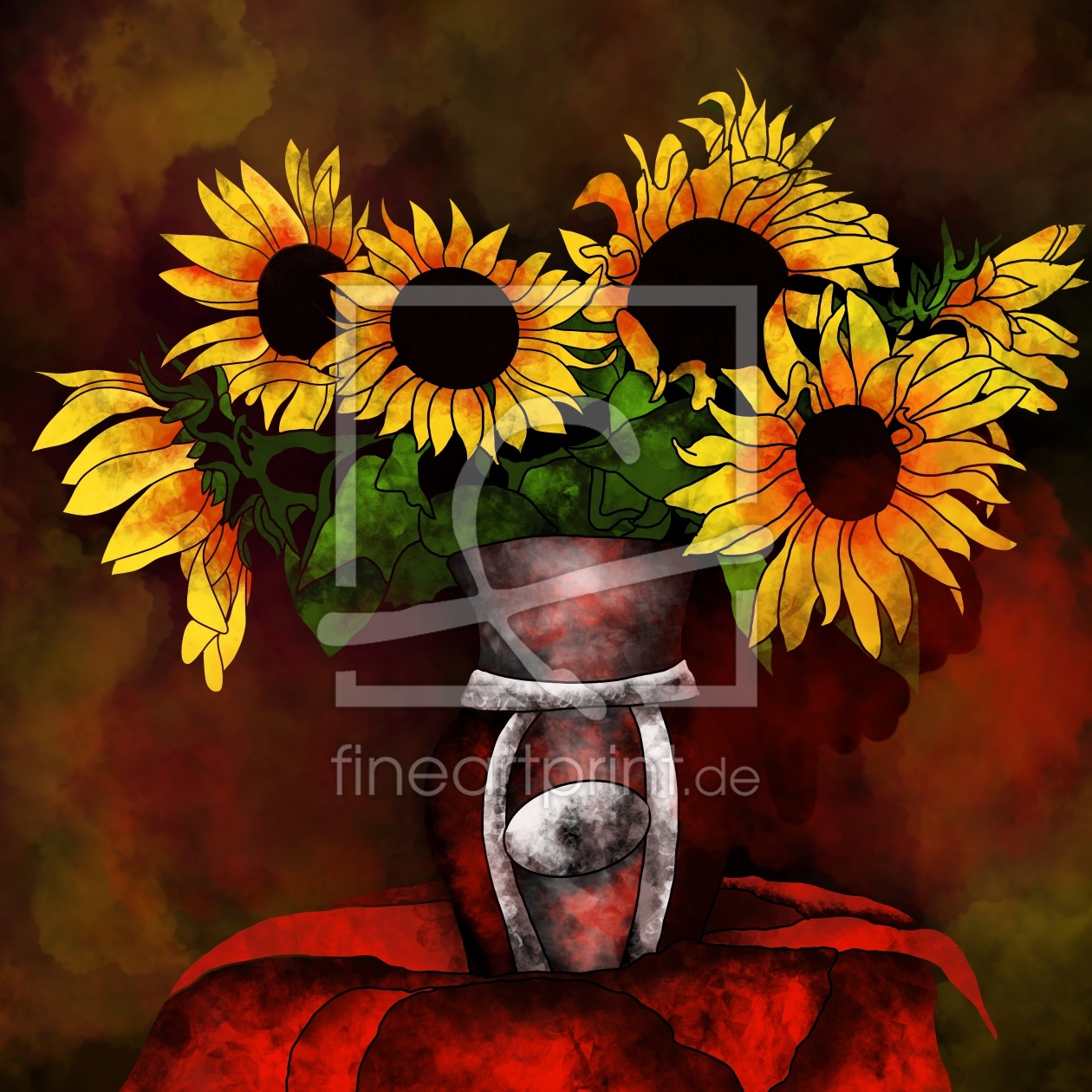 Bild-Nr.: 12160366 Sonnenblumen in der Vase auf dunklem Hintergrund  erstellt von Patricia Piotrak