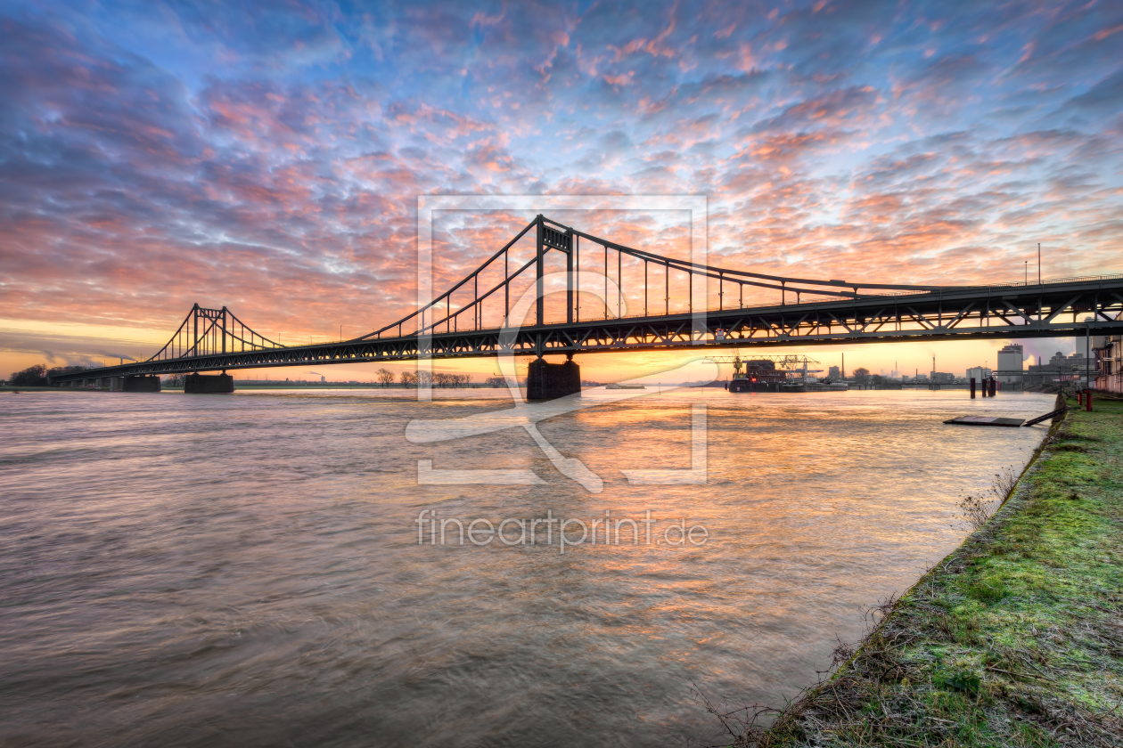 Bild-Nr.: 12390283 Krefeld-Uerdingener Rheinbrücke bei Sonnenaufgang erstellt von Michael Valjak