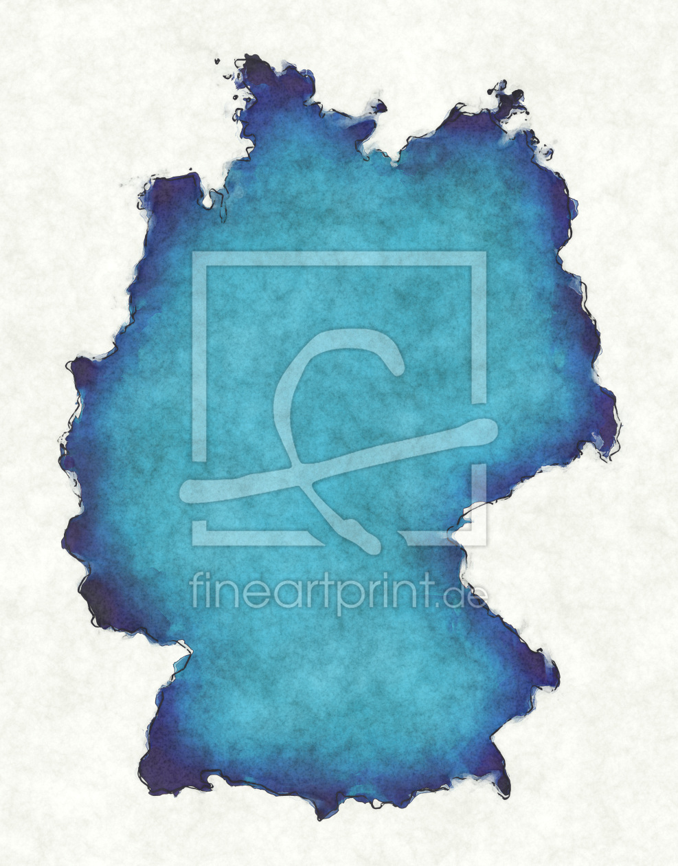 Bild-Nr.: 12415629 Deutschland Landkarte in blauen Wasserfarben erstellt von imenhard