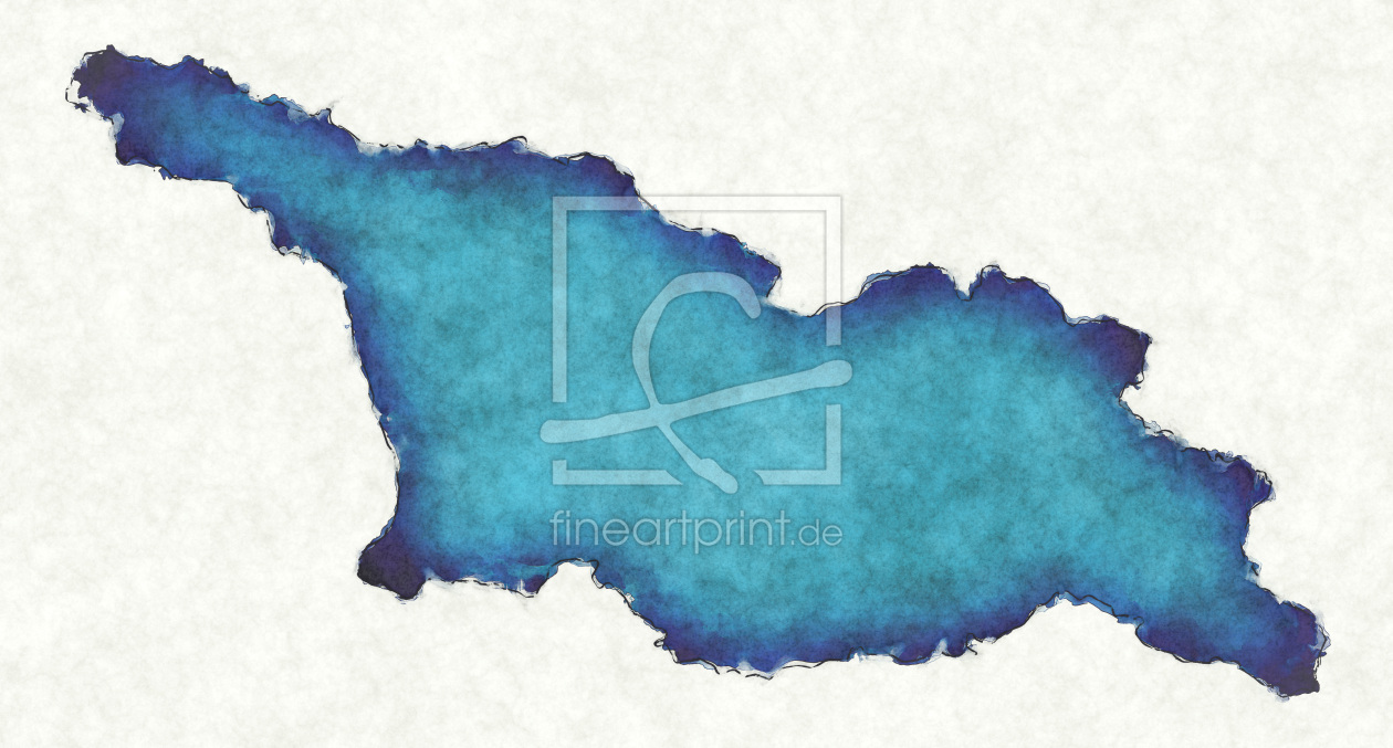 Bild-Nr.: 12415632 Georgien Landkarte in blauen Wasserfarben erstellt von imenhard