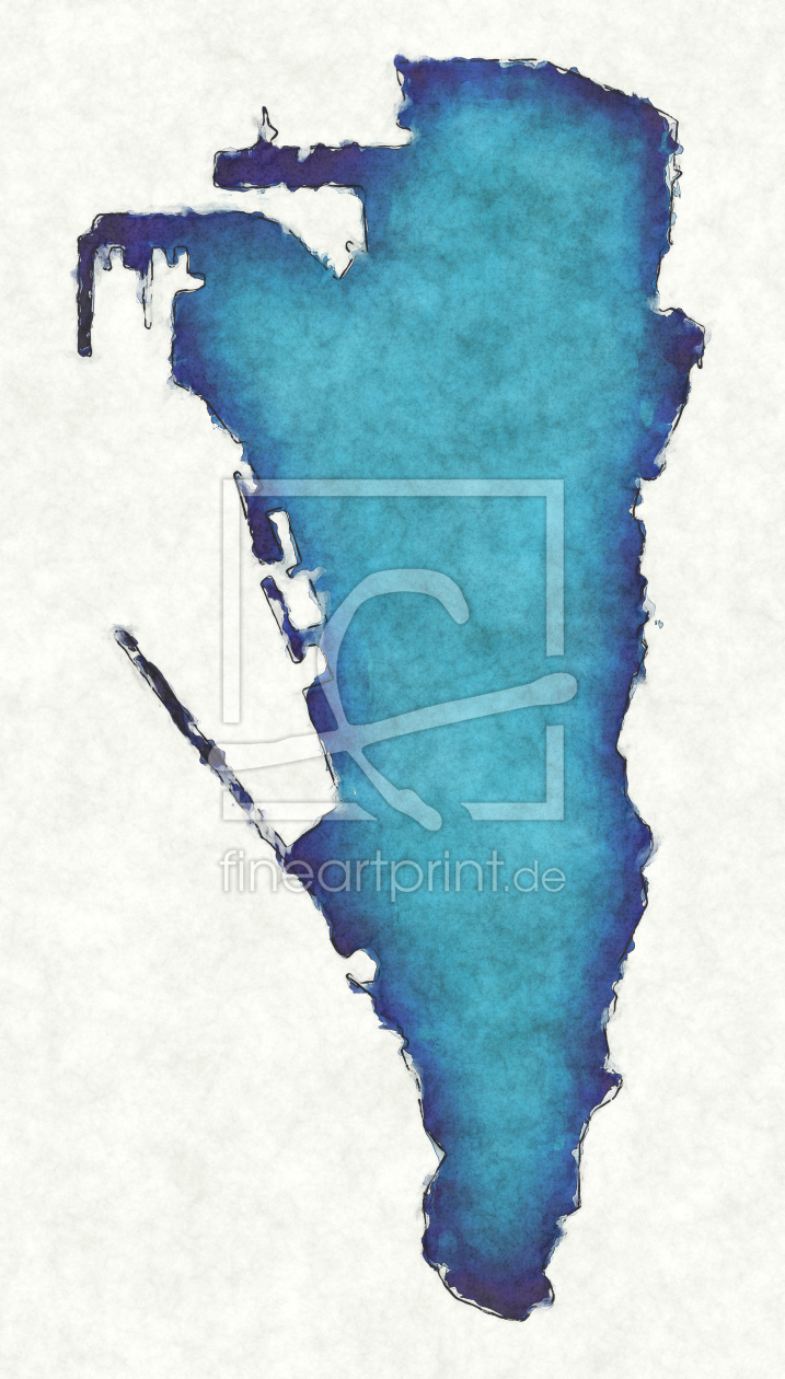 Bild-Nr.: 12416526 Gibraltar Landkarte in blauen Wasserfarben erstellt von imenhard