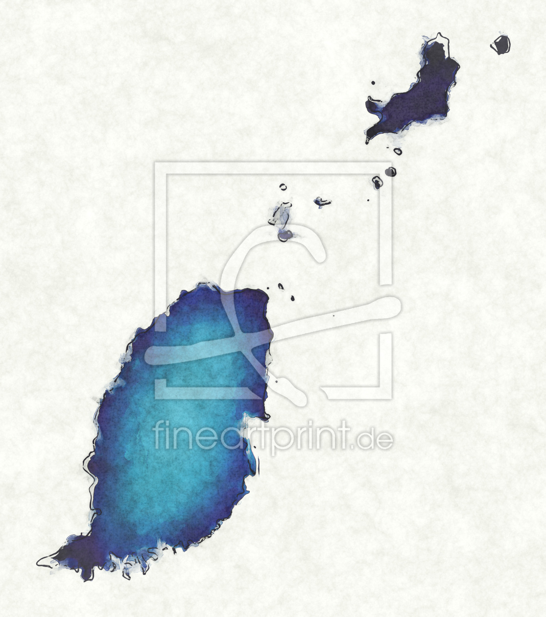 Bild-Nr.: 12416529 Grenada Landkarte in blauen Wasserfarben erstellt von imenhard