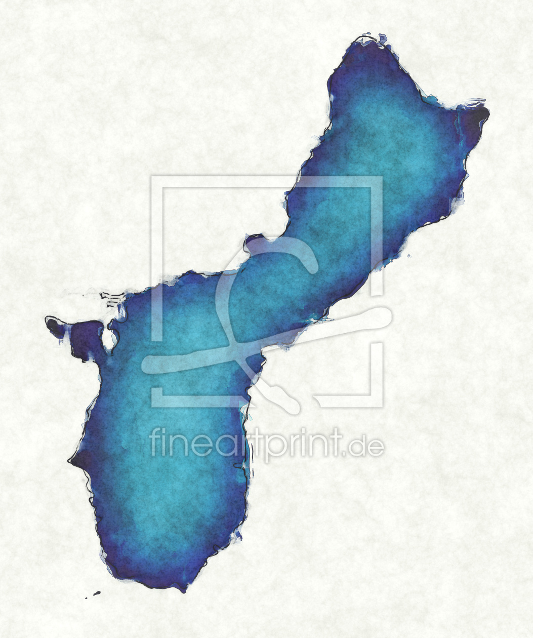 Bild-Nr.: 12416533 Guam Landkarte in blauen Wasserfarben erstellt von imenhard