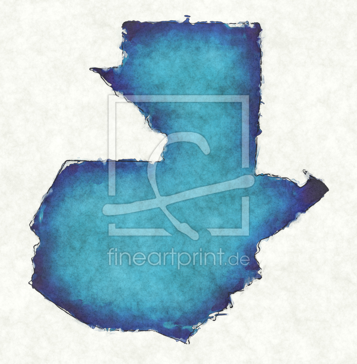 Bild-Nr.: 12417234 Guatemala Landkarte in blauen Wasserfarben erstellt von imenhard