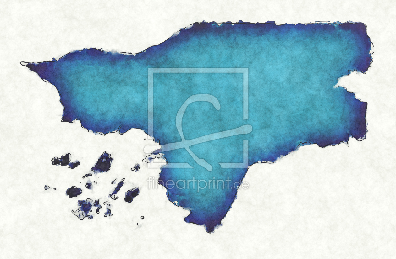 Bild-Nr.: 12417236 Guinea-Bissau Landkarte in blauen Wasserfarben erstellt von imenhard