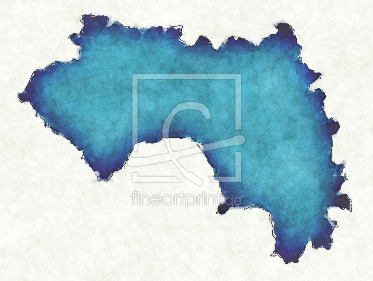 Bild-Nr.: 12417237 Guinea Landkarte in blauen Wasserfarben erstellt von imenhard
