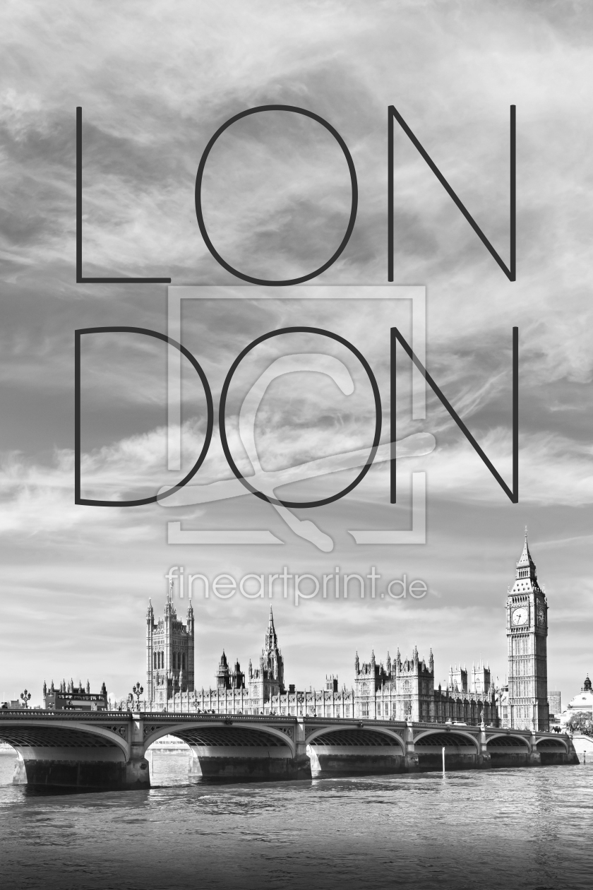 Bild-Nr.: 12587495 LONDON Westminster Bridge - Text und Skyline erstellt von Melanie Viola