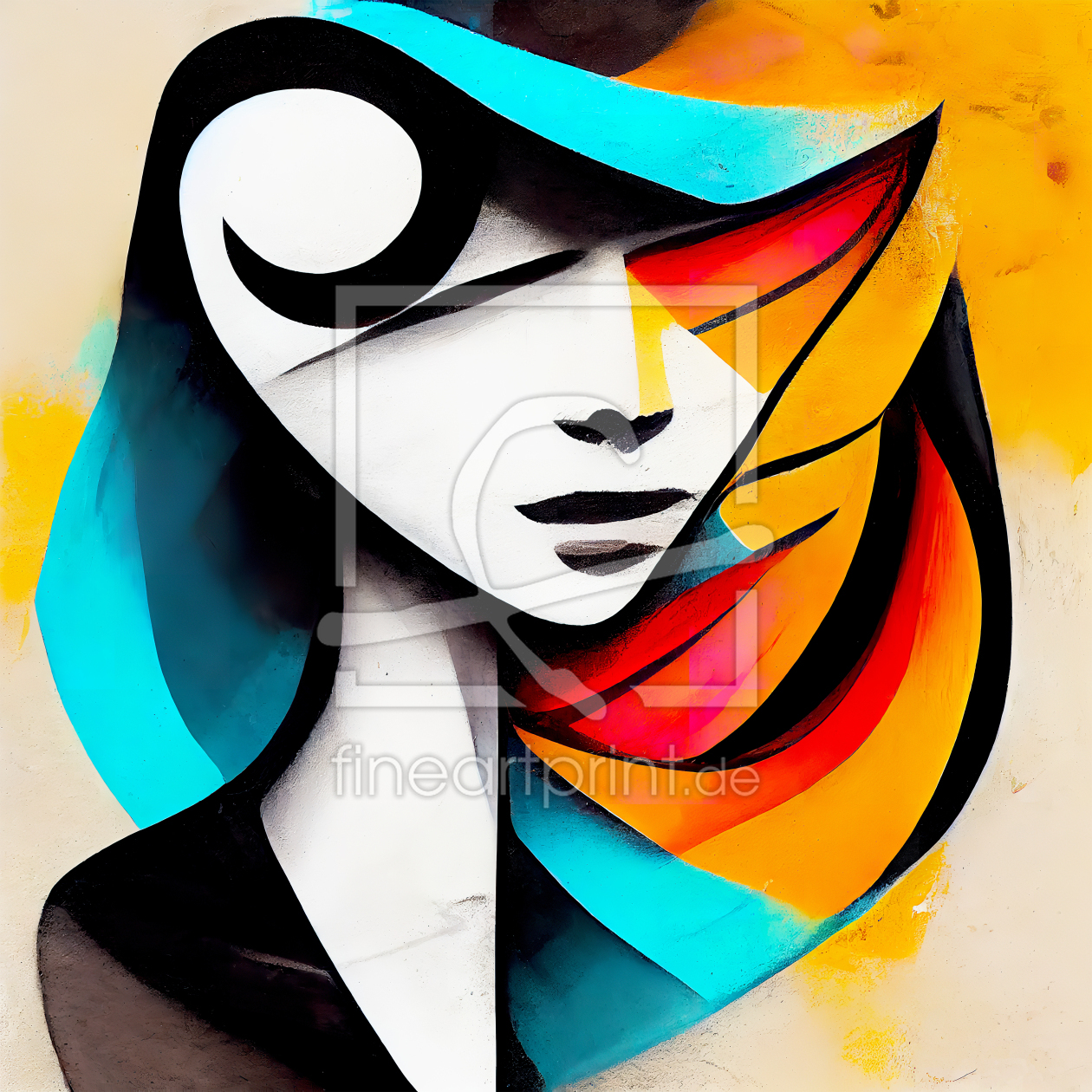 Bild-Nr.: 12623630 Abstraktes Bild mit Frau bunt im Graffity Style erstellt von Alexander-Volkmann-Digital-Art