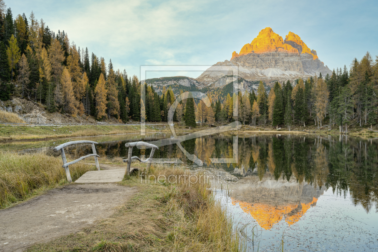 Bild-Nr.: 12715942 Alpenglühen am Lago Antorno in den Dolomiten erstellt von Michael Valjak