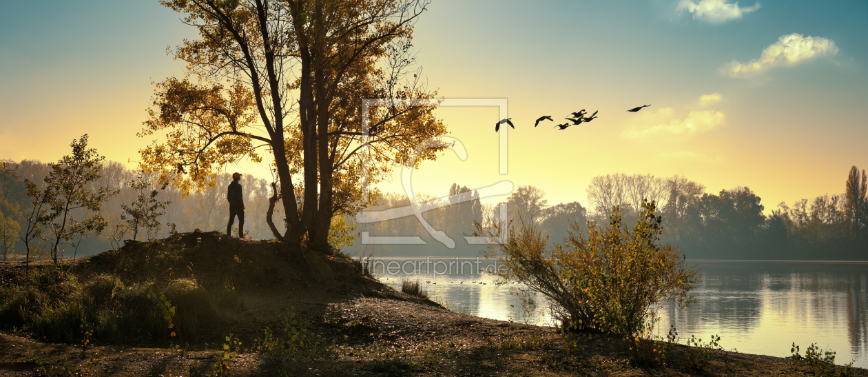 Bild-Nr.: 12875748 Malerische Naturlandschaft mit fliegenden Vögeln erstellt von Smileus