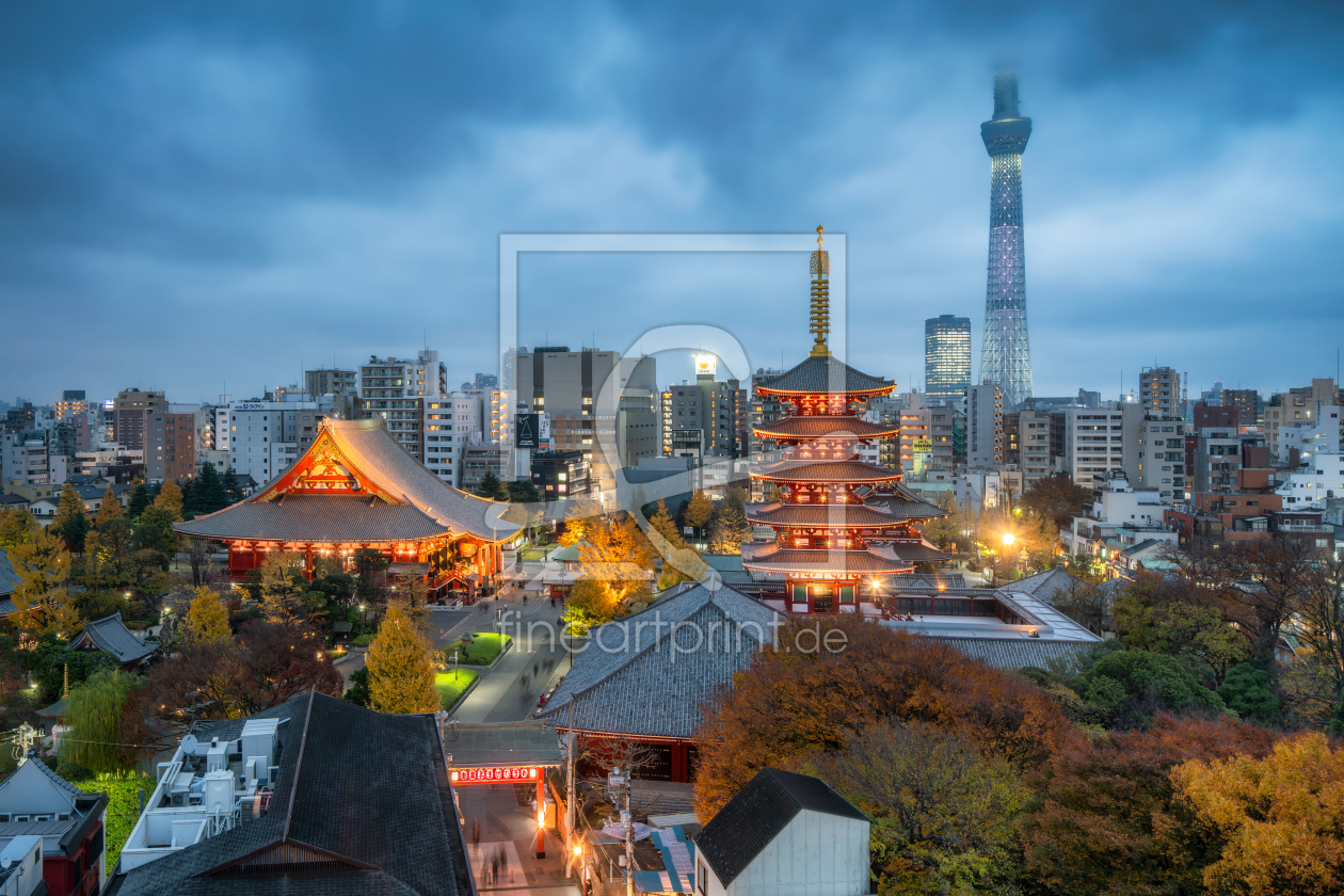 Bild-Nr.: 12895253 Senso-ji Tempel und Tokyo Skytree bei Nacht erstellt von eyetronic