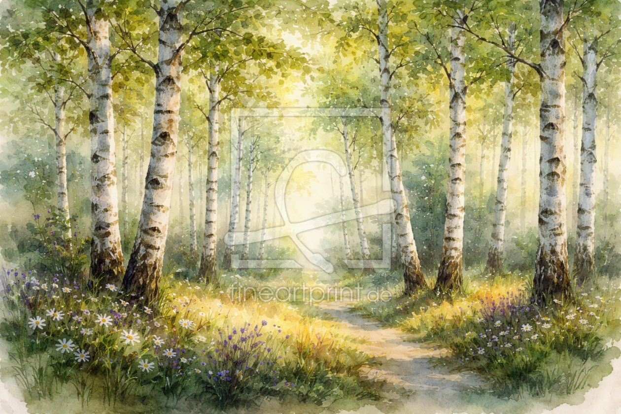 Bild-Nr.: 12937166 Lichtdurchfluteter Birkenwald im Frühling KI erstellt von gabii40