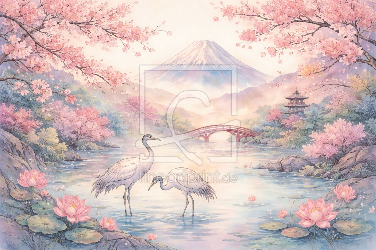 Bild-Nr.: 12940468 Frühlingserwachen am Fuße des Fuji KI erstellt von gabii40