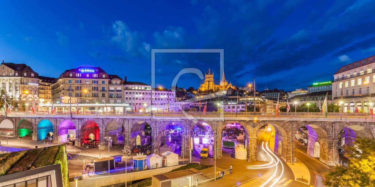 Bild-Nr.: 12949725 Stadtviertel Le Flon in Lausanne bei Nacht - CH erstellt von dieterich