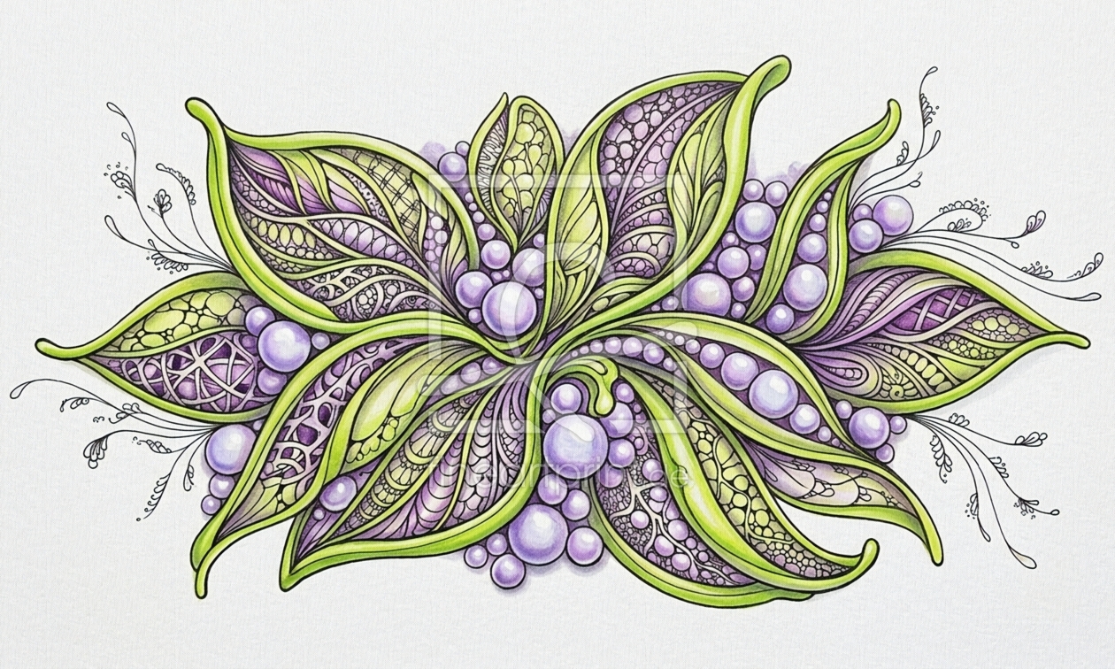 Bild-Nr.: 12950435 Florale Abstraktion in Violett und Grün KI erstellt von gabii40