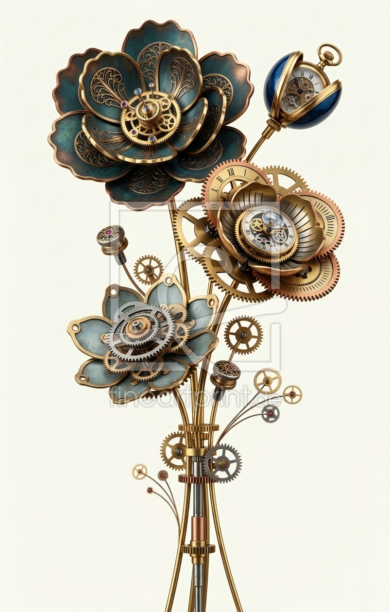 Bild-Nr.: 12950440 Mechanische Flora  Das Uhrwerk der Natur KI erstellt von gabii40