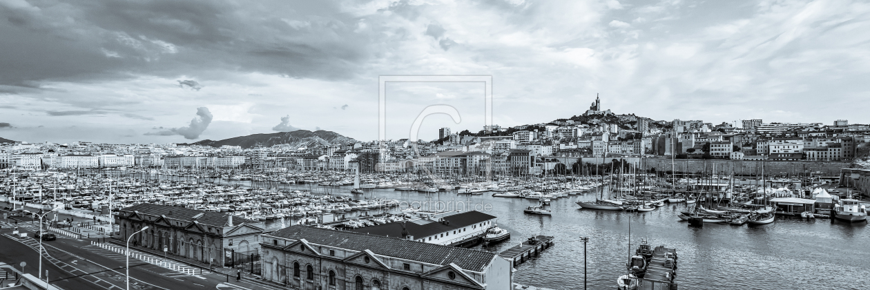 Bild-Nr.: 12961697 Panorama Vieux Port in Marseille - monochrom erstellt von dieterich