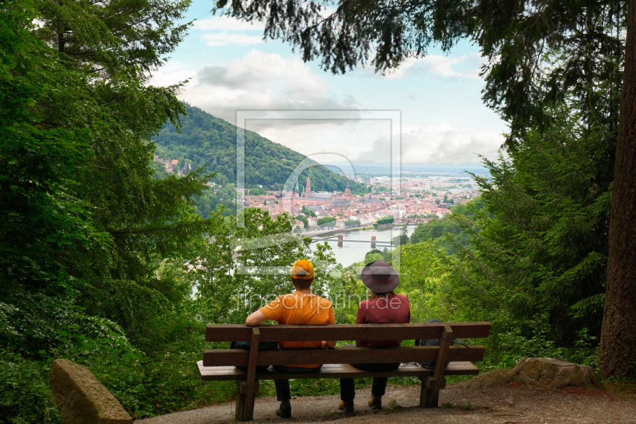Bild-Nr.: 12965241 Wanderer im Wald mit Blick auf Heidelberg erstellt von Smileus