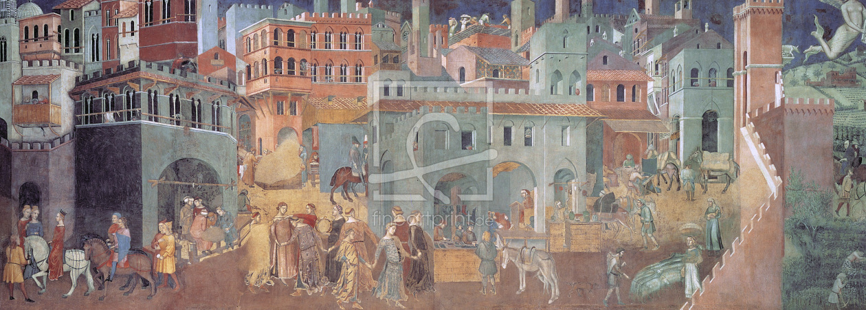 Bild-Nr.: 30002286 A.Lorenzetti /Buon governo, Town/ Fresco erstellt von Lorenzetti, Ambrogio