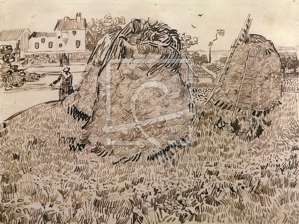 Bild-Nr.: 30003216 V.v.Gogh, Haystacks / Drawing / 1888 erstellt von van Gogh, Vincent