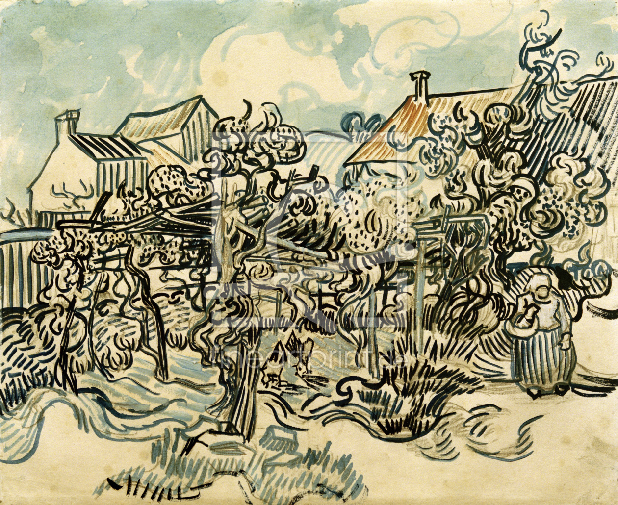 Bild-Nr.: 30003306 V.v.Gogh, Alter Weingarten mit BÃ¤uerin erstellt von van Gogh, Vincent