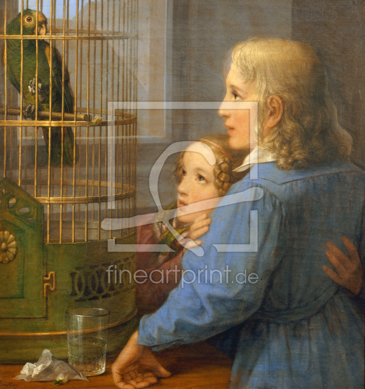 Bild-Nr.: 30003592 Kersting / Two Children and Parrot Cage erstellt von Kersting, Georg Friedrich