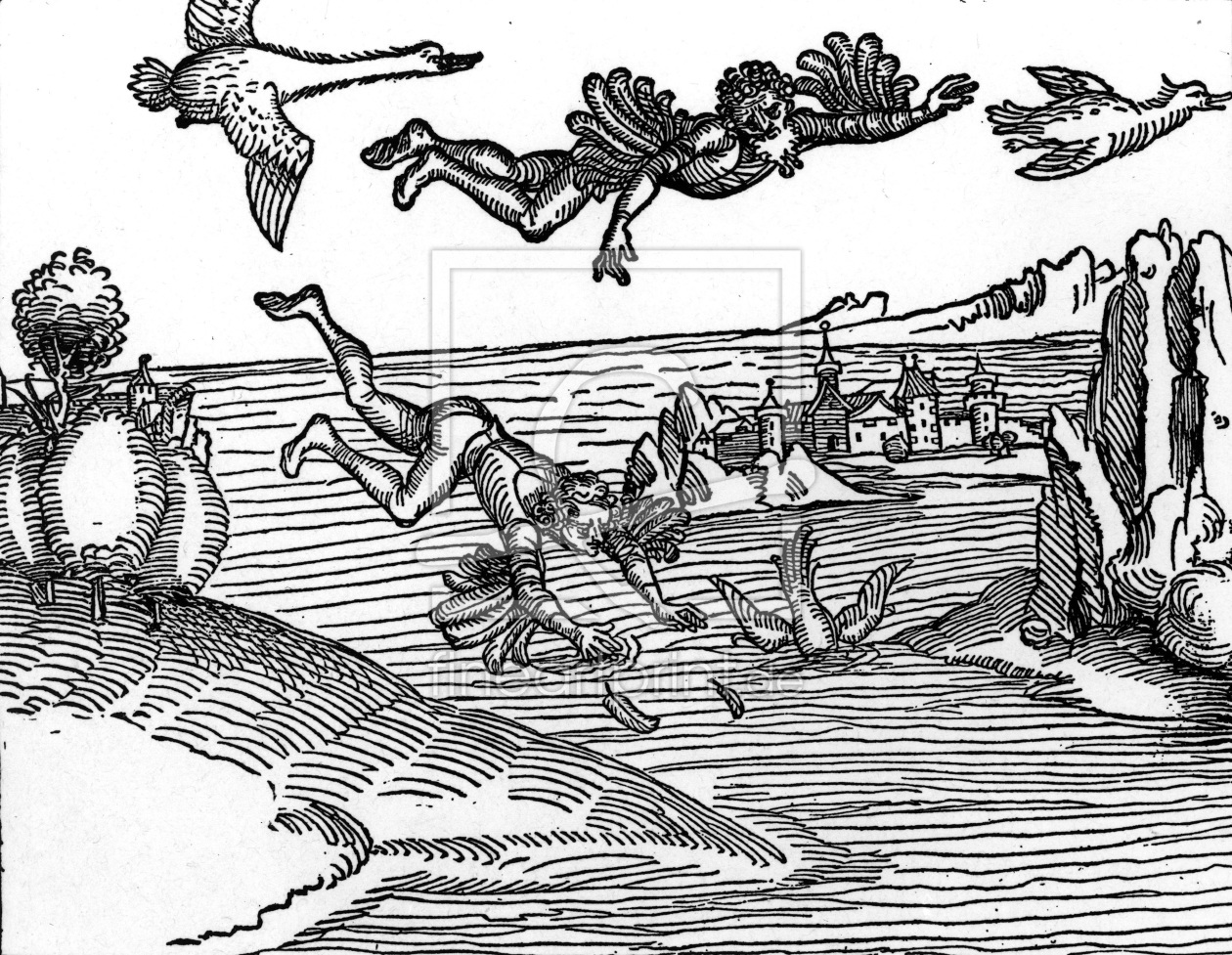 Bild-Nr.: 30004298 A.DÃ¼rer / The Fall of Icarus / Wood cut erstellt von DÃ¼rer, Albrecht