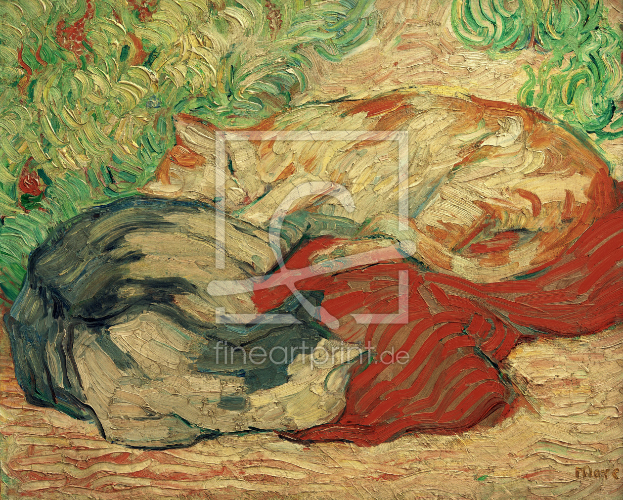 Bild-Nr.: 30005620 F.Marc, Cats on a red blanket / 1909/10 erstellt von Marc, Franz
