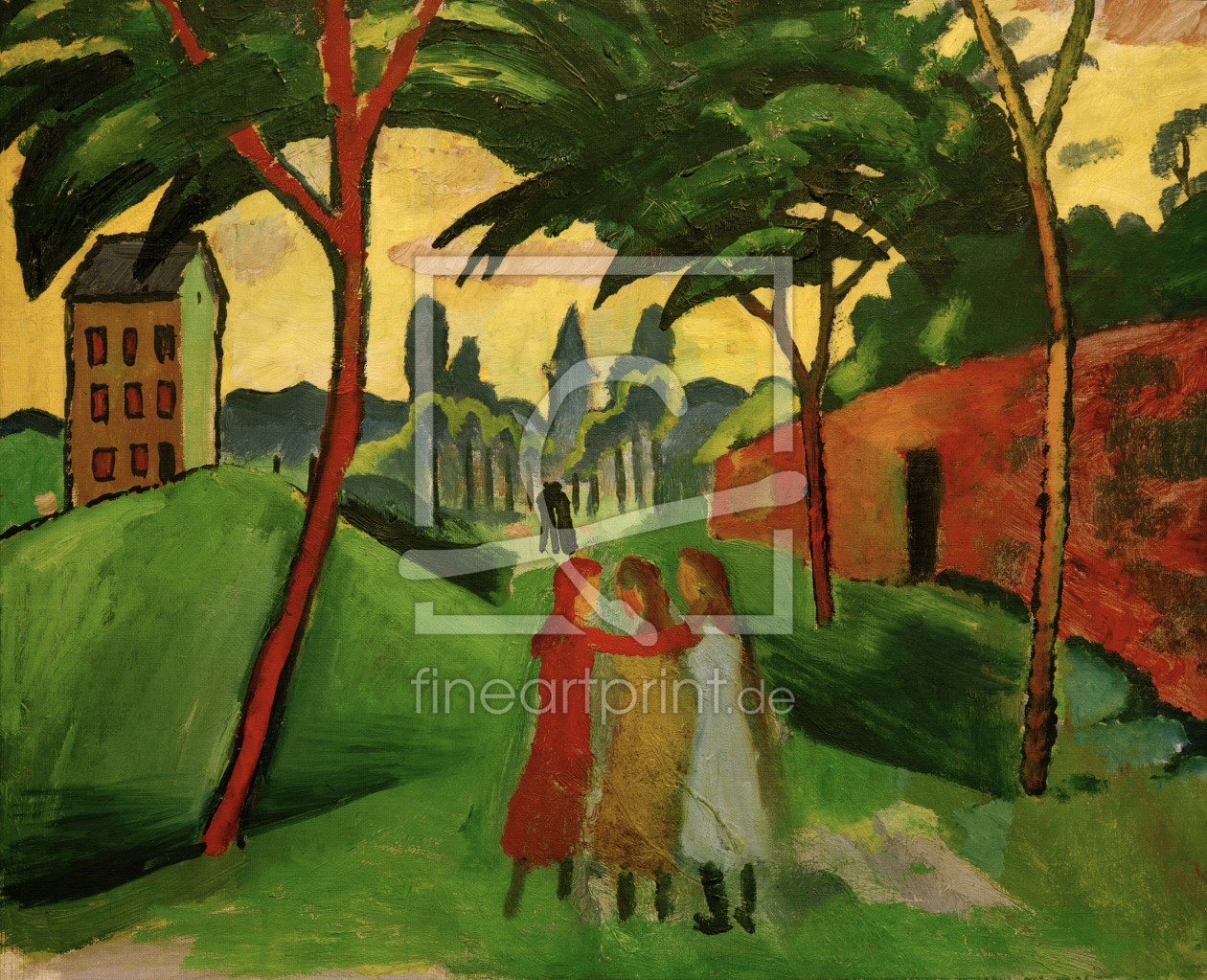 Bild-Nr.: 30006136 A.Macke, Landschaft mit drei Mädchen erstellt von Macke, August