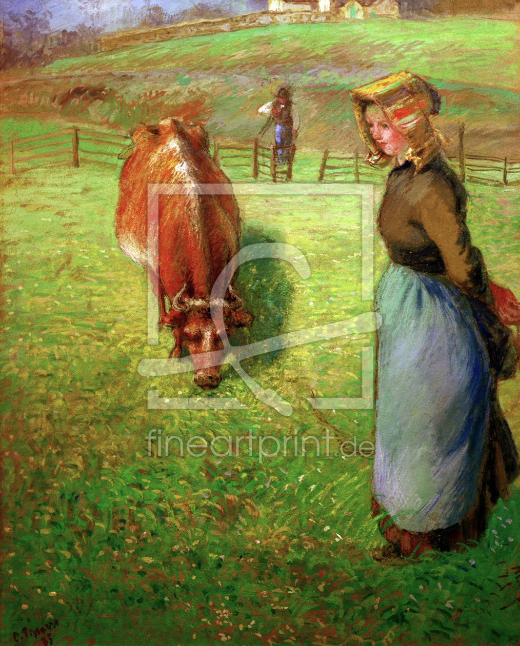 Bild-Nr.: 30006316 C.Pissarro, BÃ¤uerin mit Kuh erstellt von Pissarro, Camille