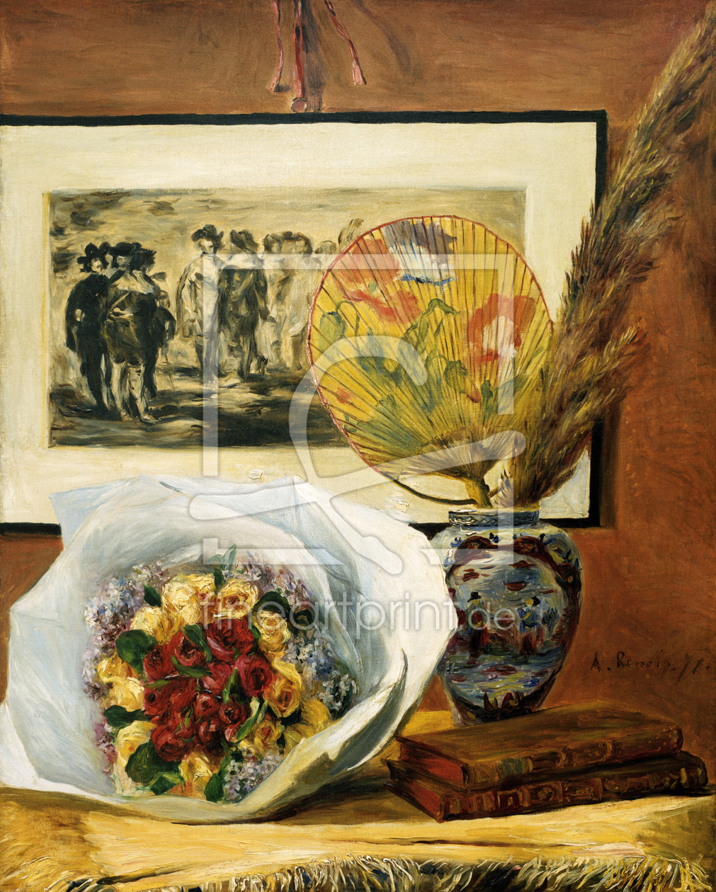 Bild-Nr.: 30006586 Renoir/Still life wit.bouquet a.fan/1871 erstellt von Renoir, Pierre-Auguste