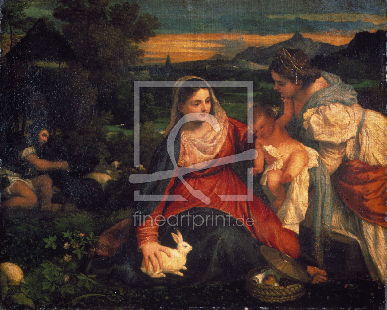 Bild-Nr.: 30007477 Tizian, Maria mit Kaninchen / Gem. erstellt von Vecellio, Tiziano