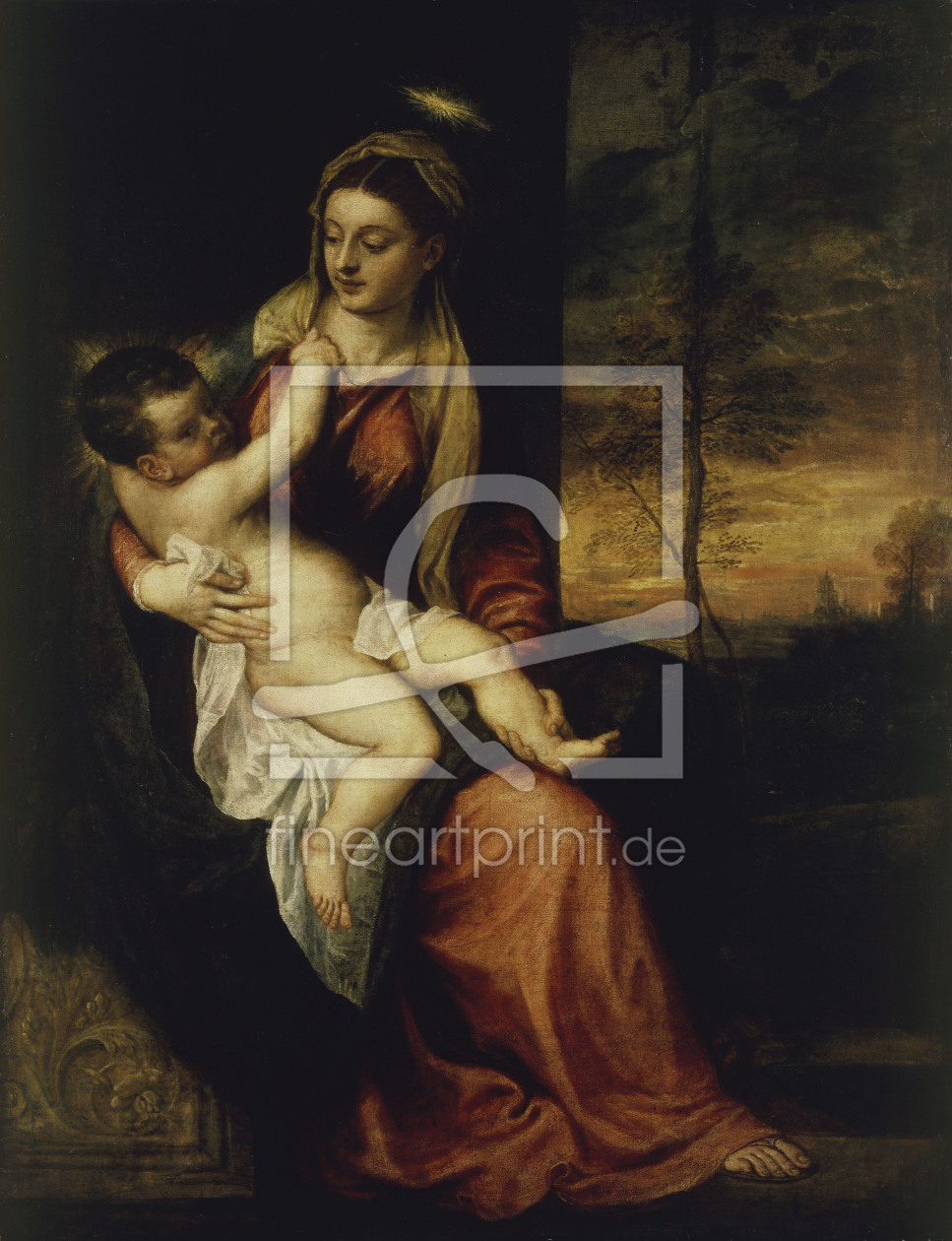 Bild-Nr.: 30007487 Titian / Madonna and Child, Evening erstellt von Vecellio, Tiziano