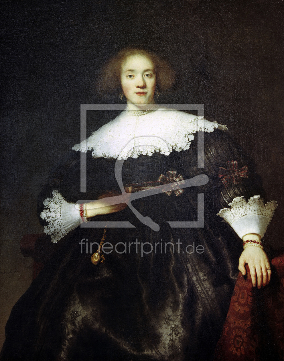 Bild-Nr.: 30007671 Rembrandt, PortrÃ¤t einer Frau mit FÃ¤cher erstellt von Rembrandt Harmenszoon van Rijn