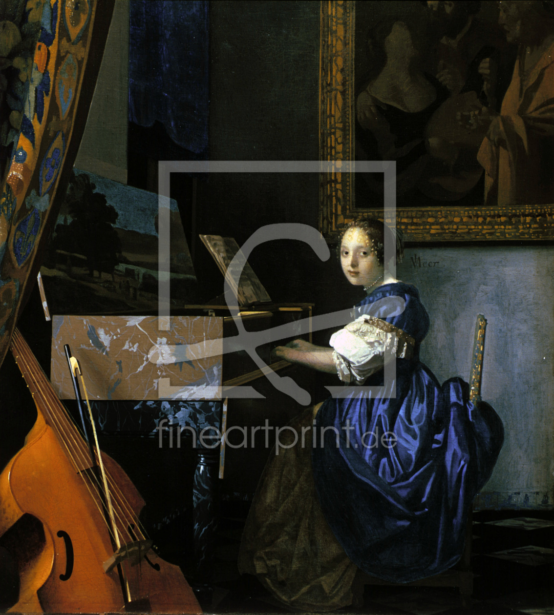 Bild-Nr.: 30007923 Vermeer/Woman sitting at virginal/c.1675 erstellt von Jan Vermeer van Delft