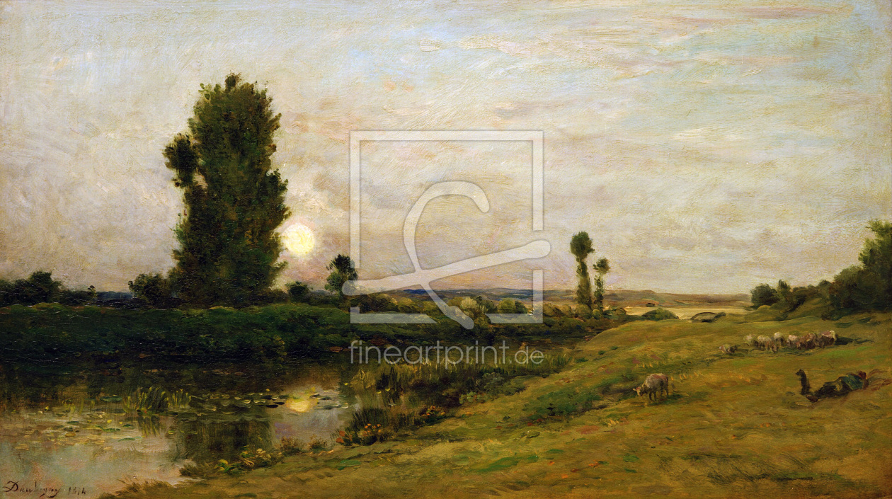 Bild-Nr.: 30008801 Ch.-F.Daubigny, Moonrise over the Oise erstellt von Daubigny, Charles-FranÃ§ois