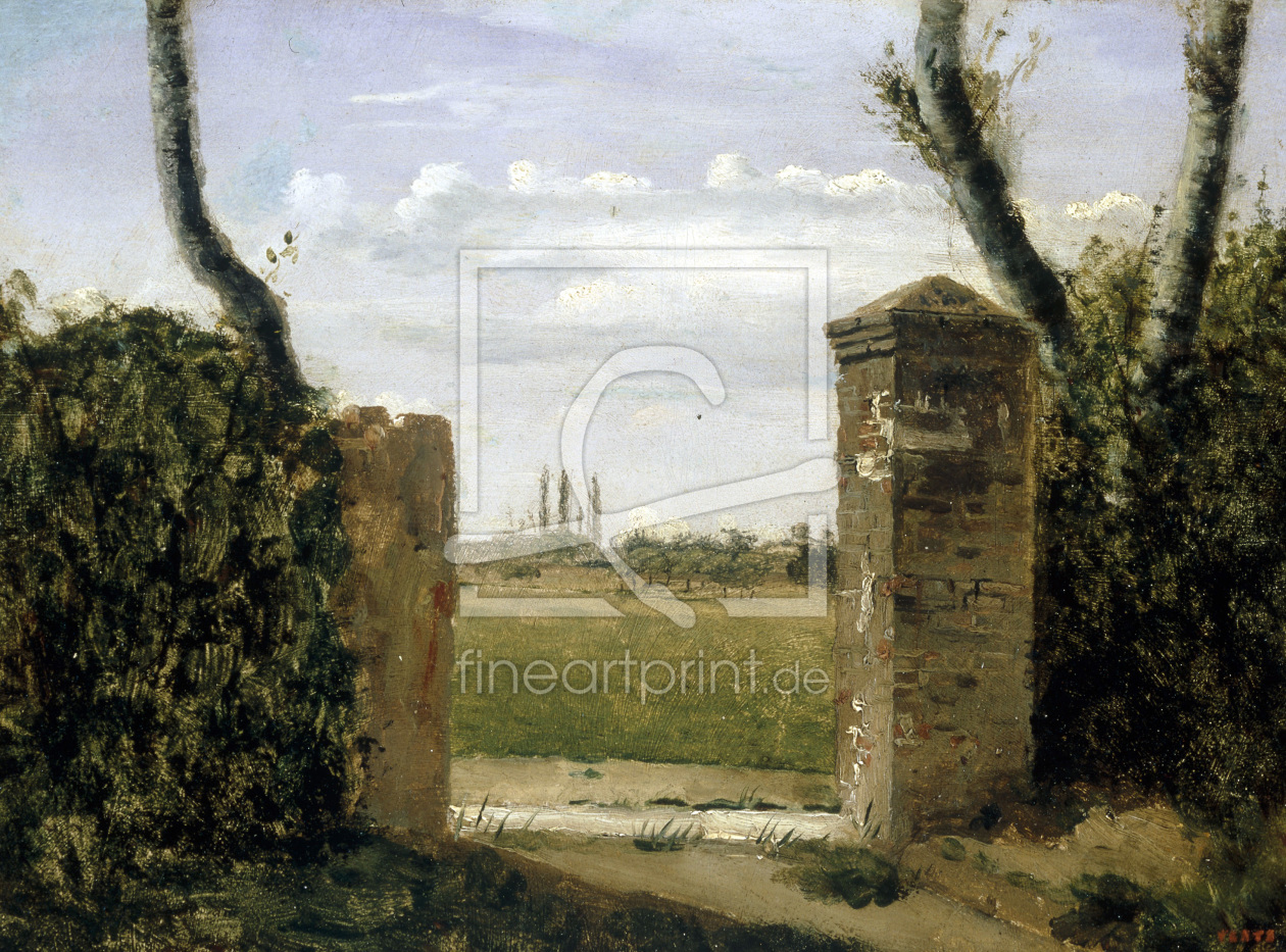Bild-Nr.: 30008855 C.Corot / Gate to a Farm / Paint./ C19 erstellt von Corot, Jean Baptiste Camille