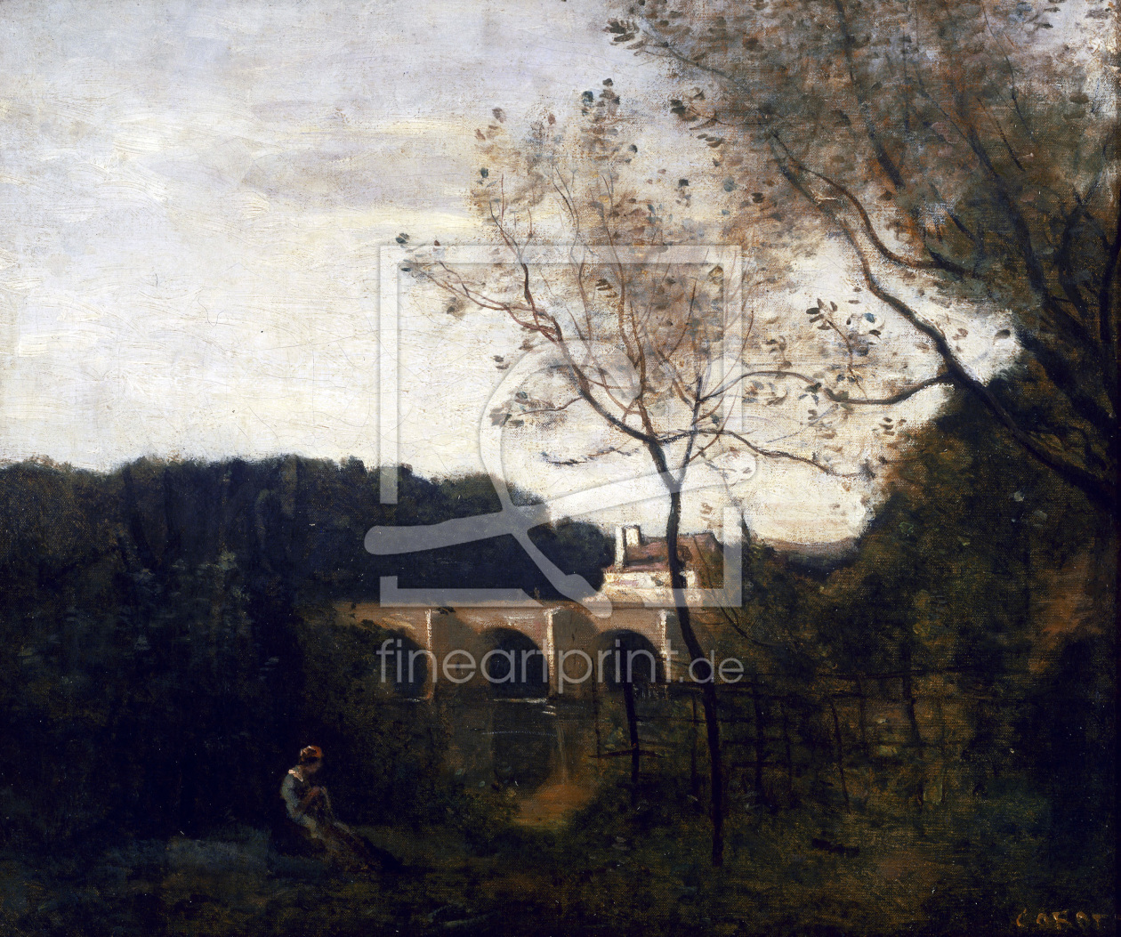 Bild-Nr.: 30008867 C. Corot / The old Bridge at Mantes erstellt von Corot, Jean Baptiste Camille