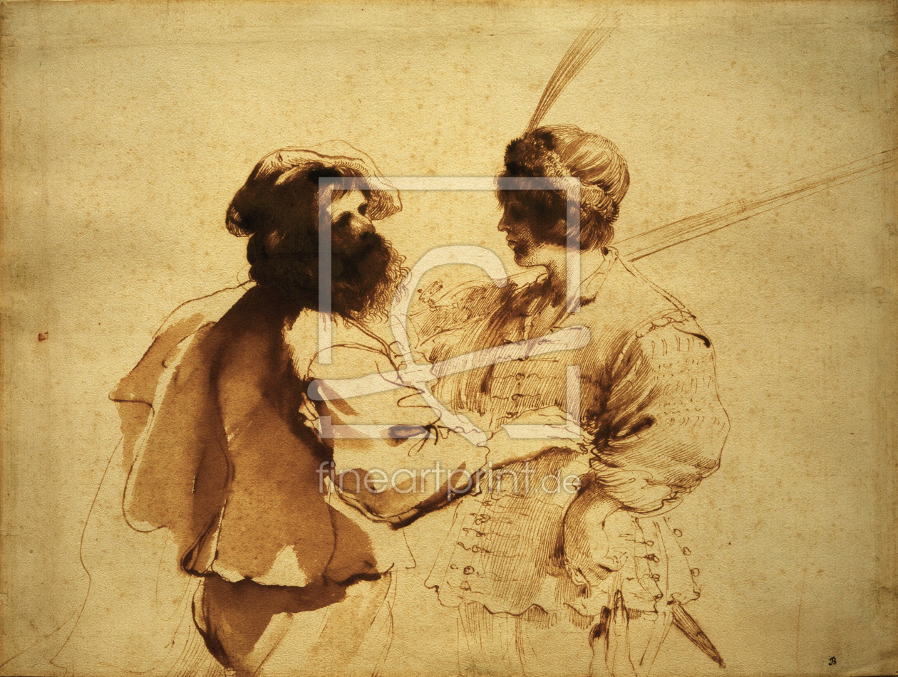 Bild-Nr.: 30009271 Guercino, Young Soldier & Father /Draw. erstellt von Guercino, Giovanni Francesco Barbieri