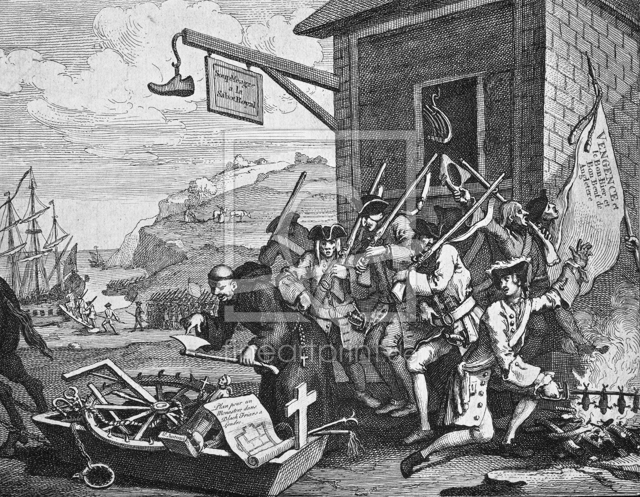 Bild-Nr.: 30009301 Hogarth / The Invasion / France / 1756 erstellt von Hogarth, William