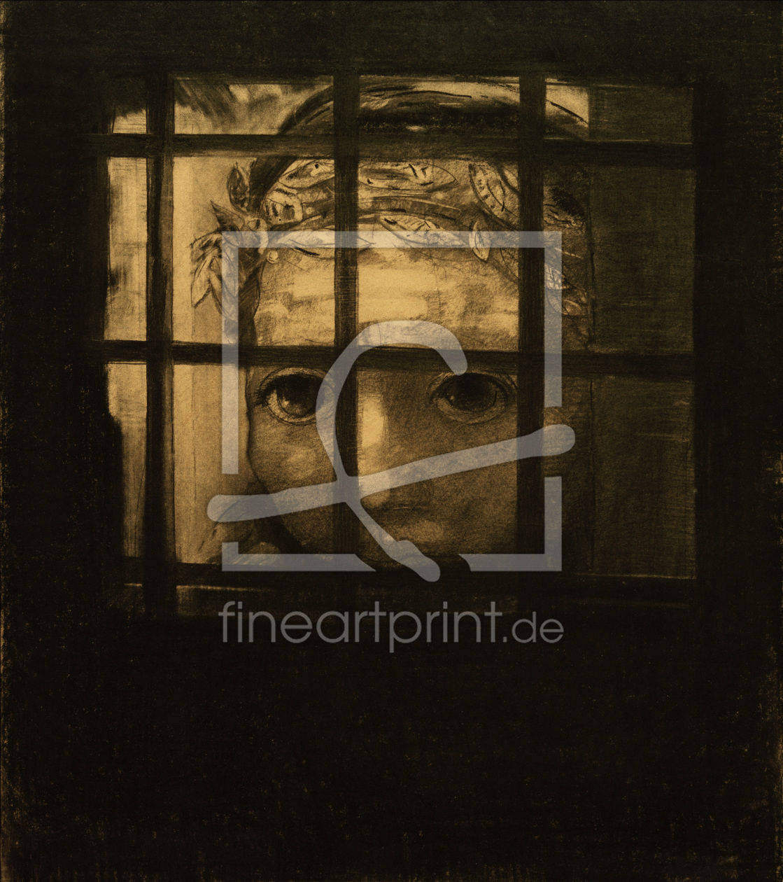 Bild-Nr.: 30009642 O.Redon, Face behind Bars / Pastel erstellt von Redon, Odilon