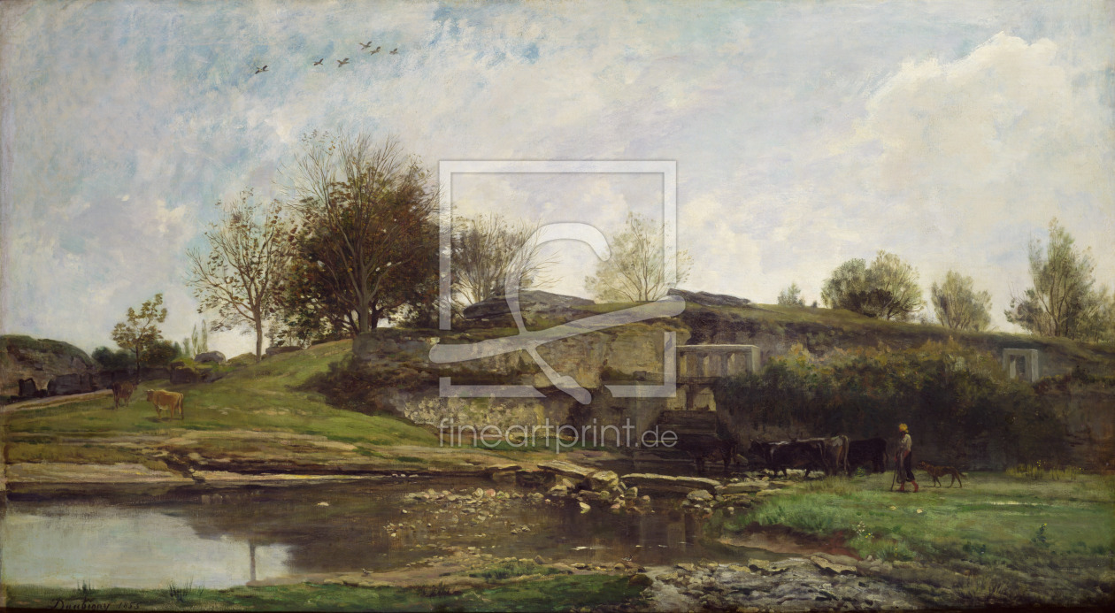 Bild-Nr.: 31000334 The Lock at Optevoz, 1855 erstellt von Daubigny, Charles-FranÃ§ois