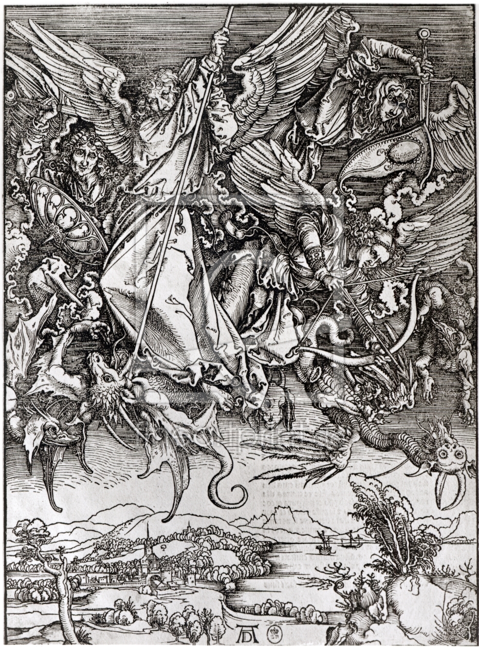 Bild-Nr.: 31000390 St. Michael and the Dragon, from a Latin edition, 1511 erstellt von DÃ¼rer, Albrecht
