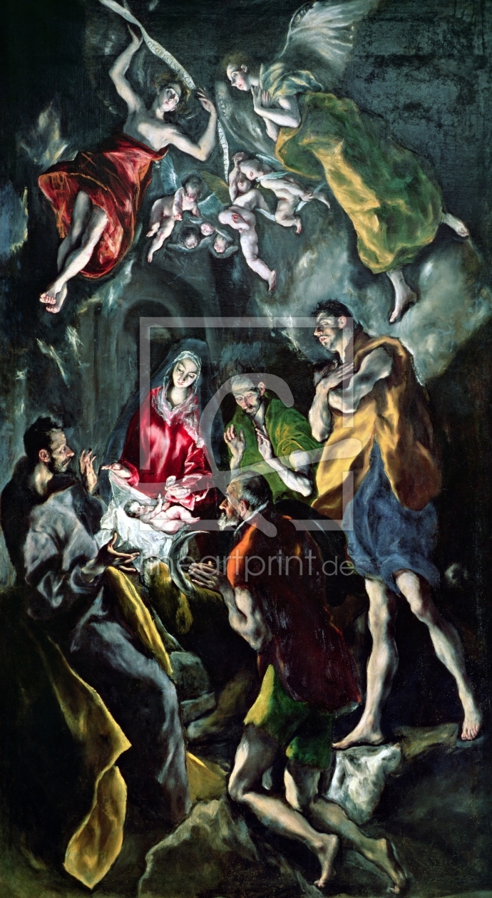 Bild-Nr.: 31000593 The Adoration of the Shepherds, from the Santo Domingo el Antiguo Altarpiece, c. erstellt von Greco, El (Domenikos Theotokopoulos)