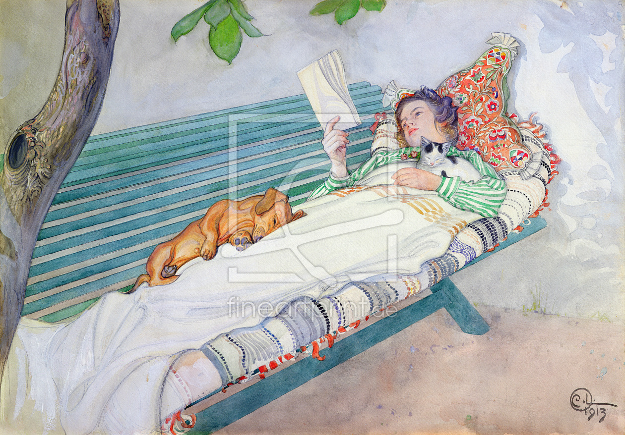 Bild-Nr.: 31000742 Woman Lying on a Bench, 1913 erstellt von Larsson, Carl