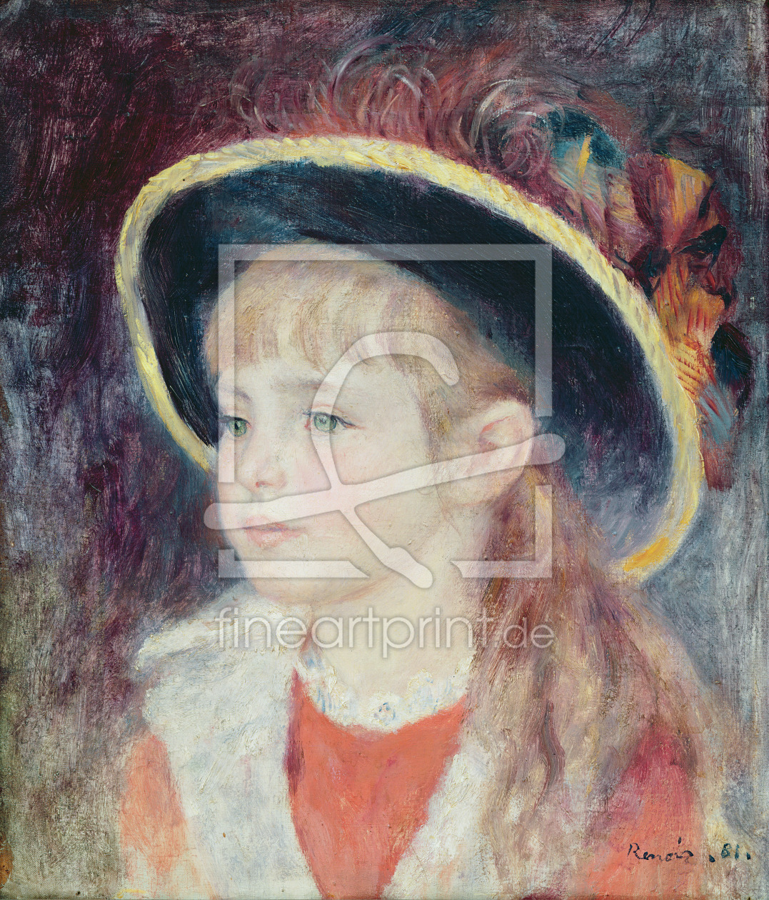 Bild-Nr.: 31001092 Portrait of a Young Girl in a Blue Hat, 1881 erstellt von Renoir, Pierre-Auguste