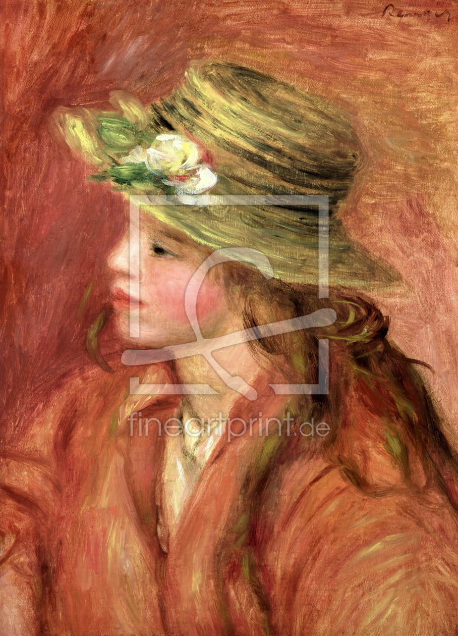 Bild-Nr.: 31001131 Young Girl in a Straw Hat, c.1908 erstellt von Renoir, Pierre-Auguste