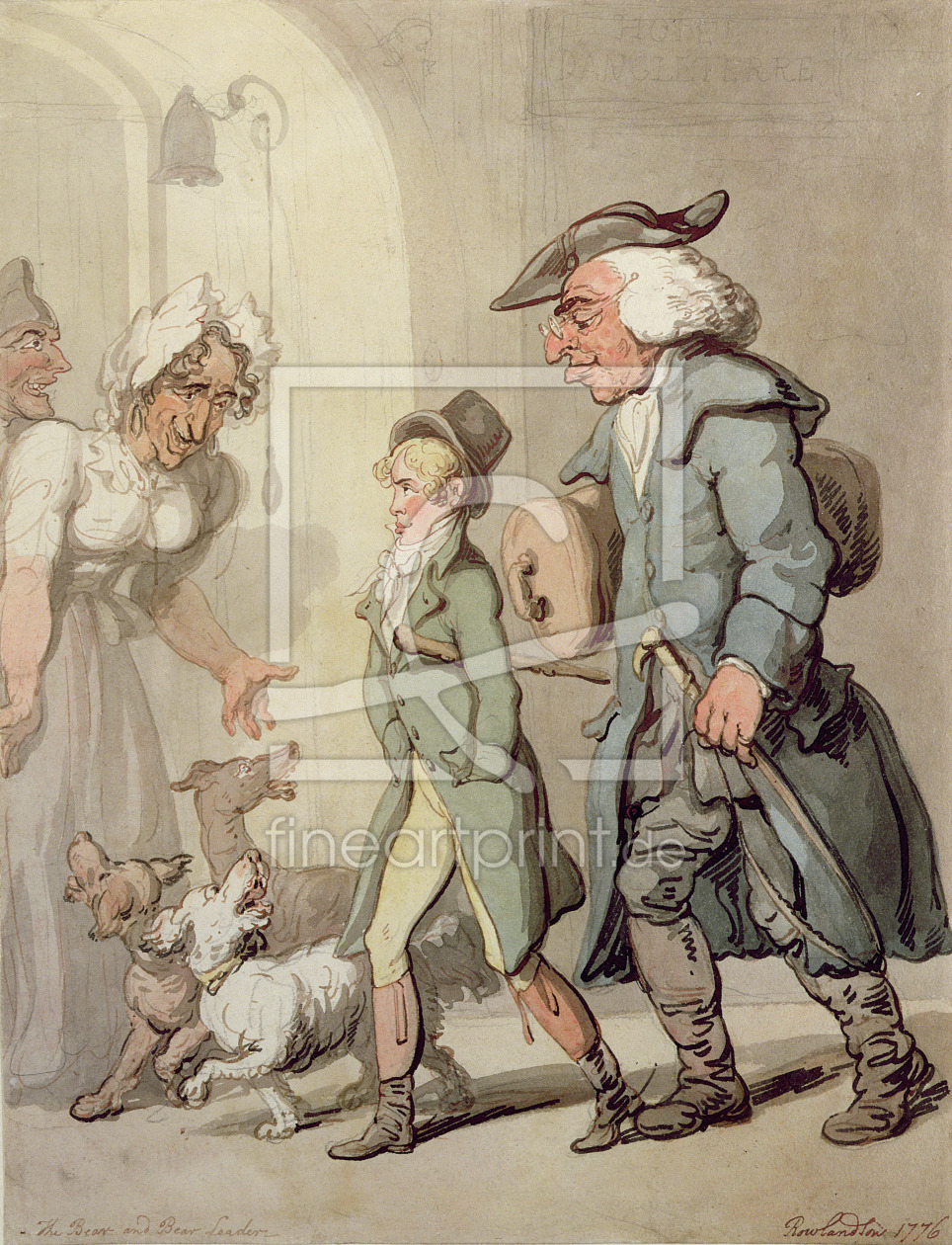 Bild-Nr.: 31001472 The Bear and Bear Leader - passing the Hotel d'Angleterre, 1776 erstellt von Rowlandson, Thomas