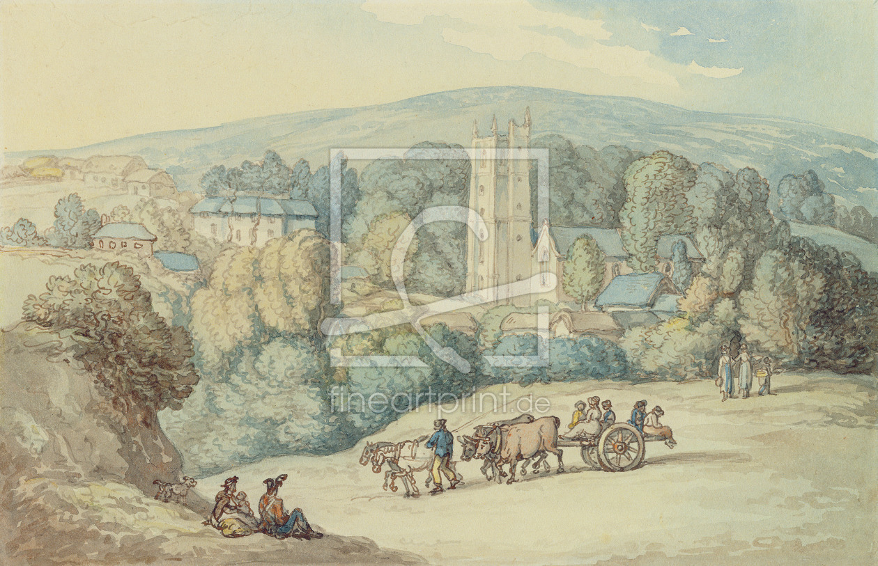 Bild-Nr.: 31001488 The Church and Village of St. Cue, Cornwall, c.1812 erstellt von Rowlandson, Thomas